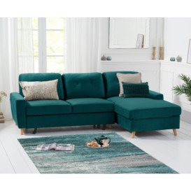 Florence Right Facing Chaise Sofa Bed in Green Velvet