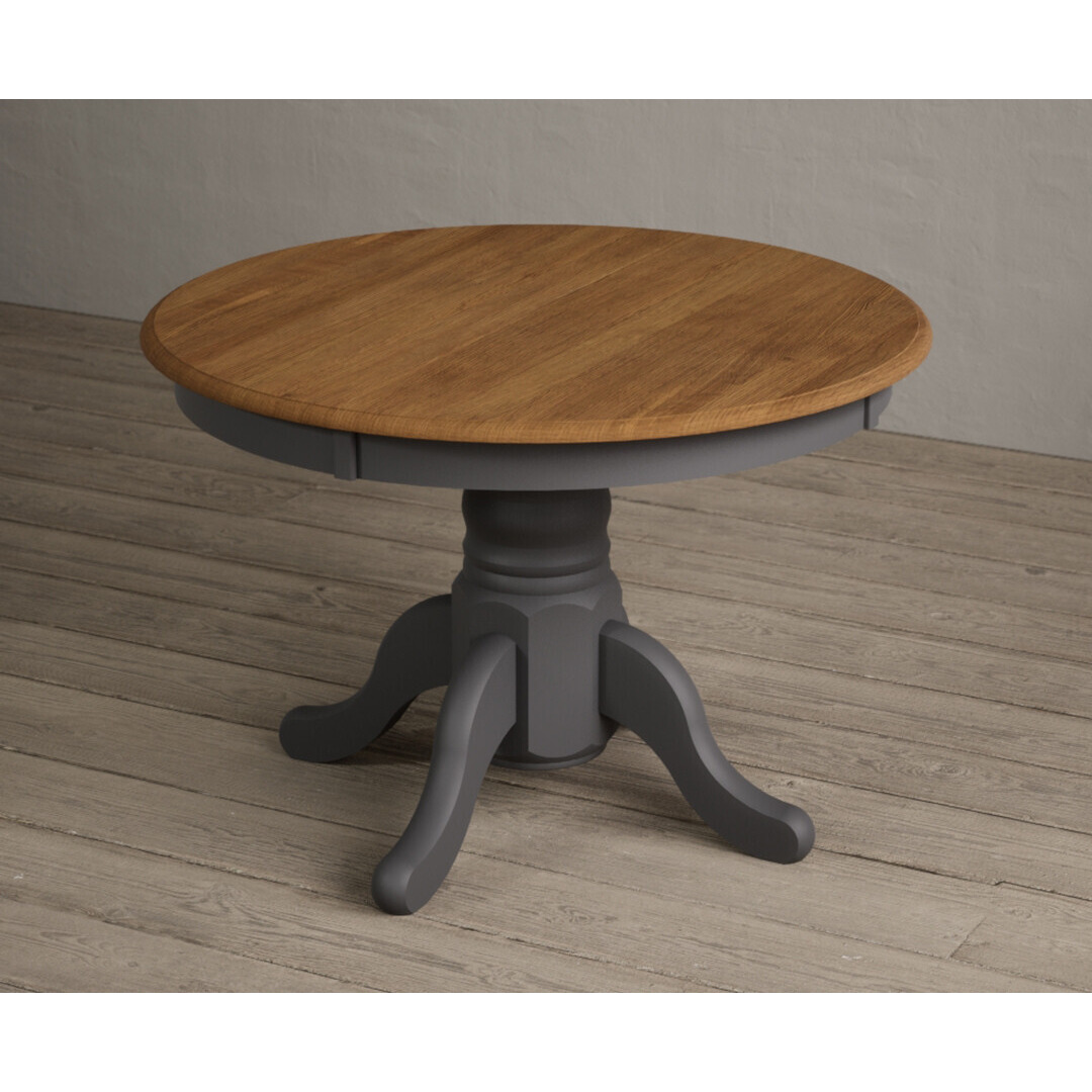 Extending Hertford 100cm - 130cm Oak and Charcoal Grey Painted Pedestal Dining Table