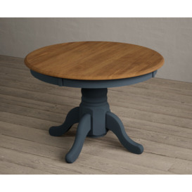 Extending Hertford 100cm - 130cm Oak and Dark Blue Painted Pedestal Dining Table