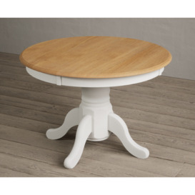 Extending Hertford 100cm - 130cm Oak and Signal White Painted Pedestal Dining Table