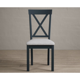 Hertford Dark Blue Dining Chairs with Charcoal Grey Fabric Seat Pad