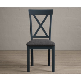 Hertford Dark Blue Dining Chairs with Rustic Oak Seat Pad