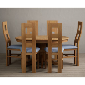 Extending Hertford 100cm - 130cm Solid Oak Pedestal Dining Table  With 4 Brown Flow Back Chairs