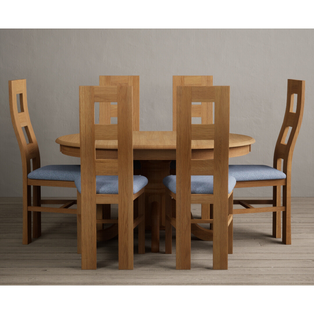 Extending Hertford 100cm - 130cm Solid Oak Pedestal Dining Table  With 6 Oak Flow Back Chairs