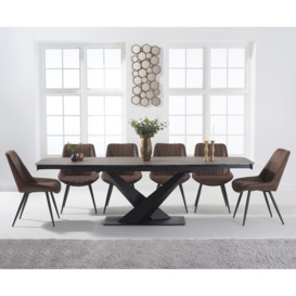 Extending  Jacob 180cm Mink Ceramic Dining Table with 6 Brown Brody Chairs