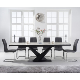 Extending Jacob 180cm White Ceramic Dining Table with 10 Grey Gianni Chairs