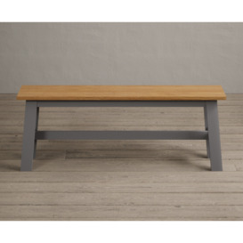 Kendal Large Solid Oak and Light Grey Painted Bench