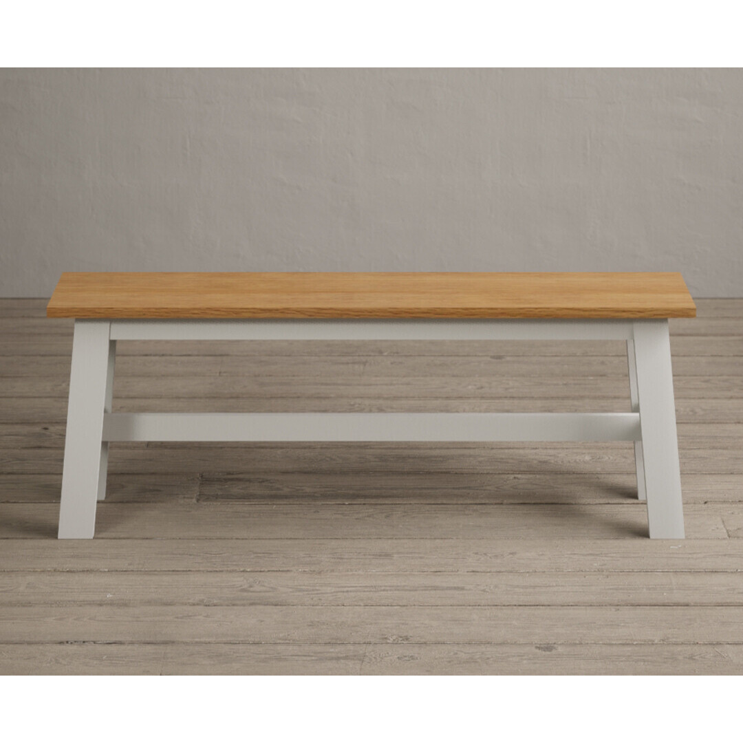 Kendal Large Solid Oak and Signal White Painted Bench