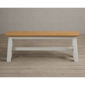 Kendal Large Solid Oak and Signal White Painted Bench