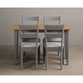 Kendal 115cm Solid Oak and Light Grey Painted Dining Table with 4 Charcoal Grey Kendal Chairs