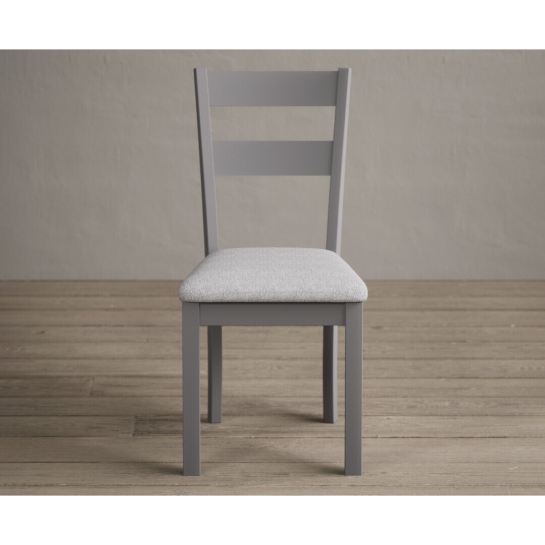 Kendal Light Grey Painted Dining Chairs with Light Grey Fabric Seat Pad