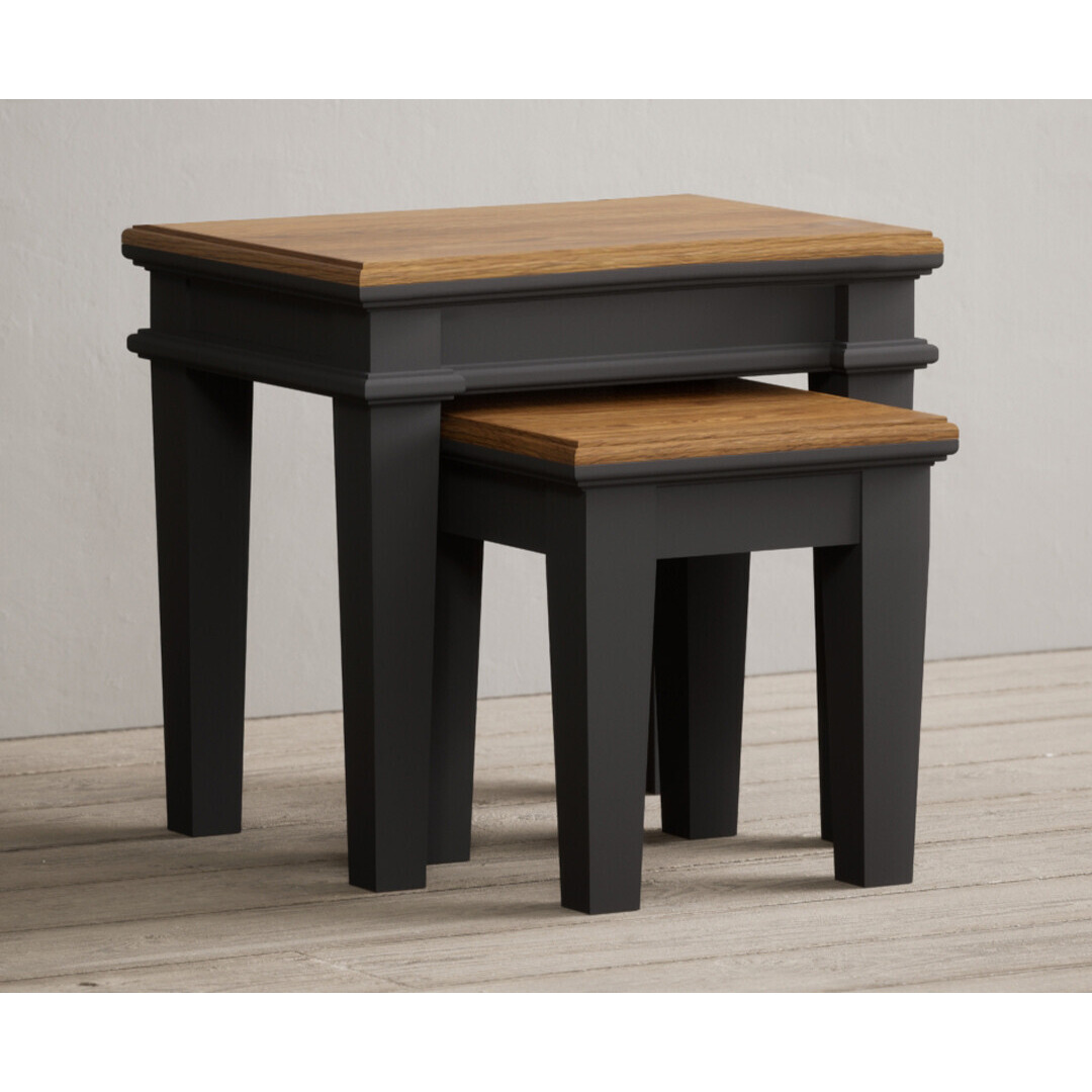 Lawson Oak and Charcoal Grey Painted Nest Of Tables