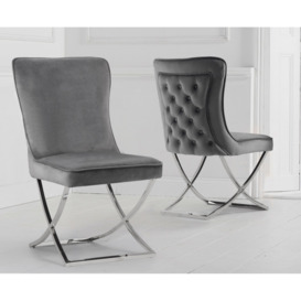 Lorenzo Grey Velvet Dining Chairs
