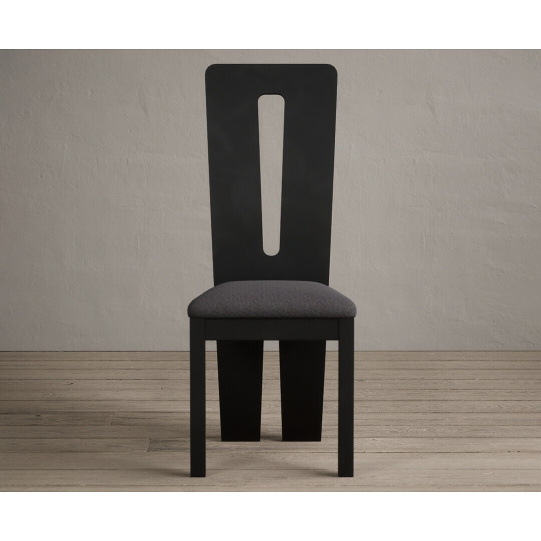 Lucca Black Dining Chairs with Charcoal Grey Fabric Seat Pad