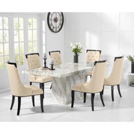 Marino 180cm Marble Dining Table With 10 Cream Francesca Chairs