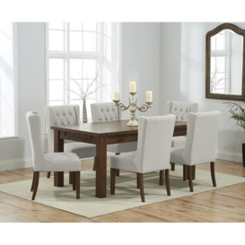 Extending Normandy 150cm Dark Oak Dining Table with 4 Natural Darcy Chairs