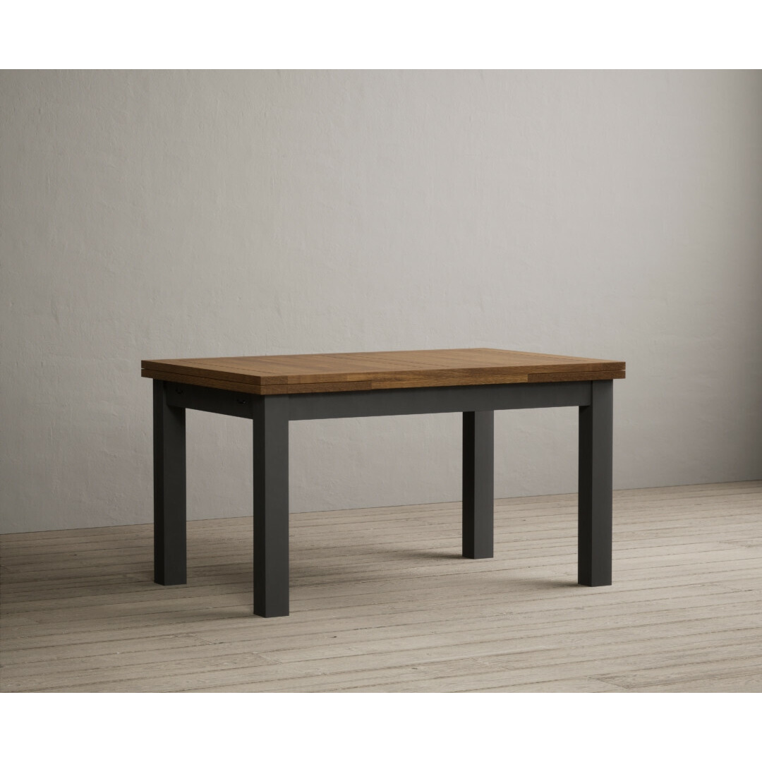 Extending Buxton 140cm Oak and Charcoal Grey Painted Dining Table