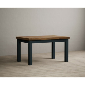 Extending Buxton 140cm Oak and Dark Blue Painted Dining Table