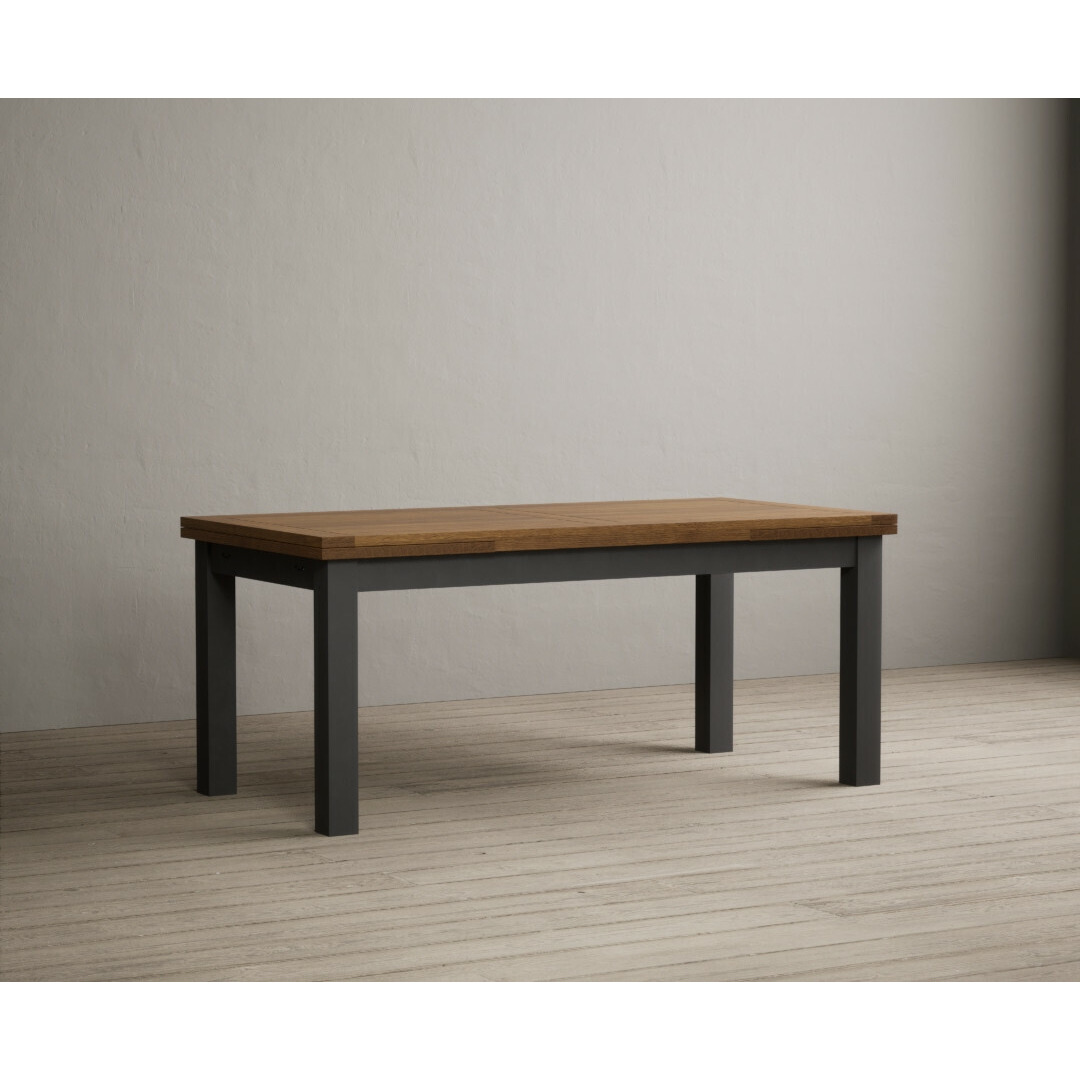 Extending Buxton 180cm Oak and Charcoal Grey Painted Dining Table