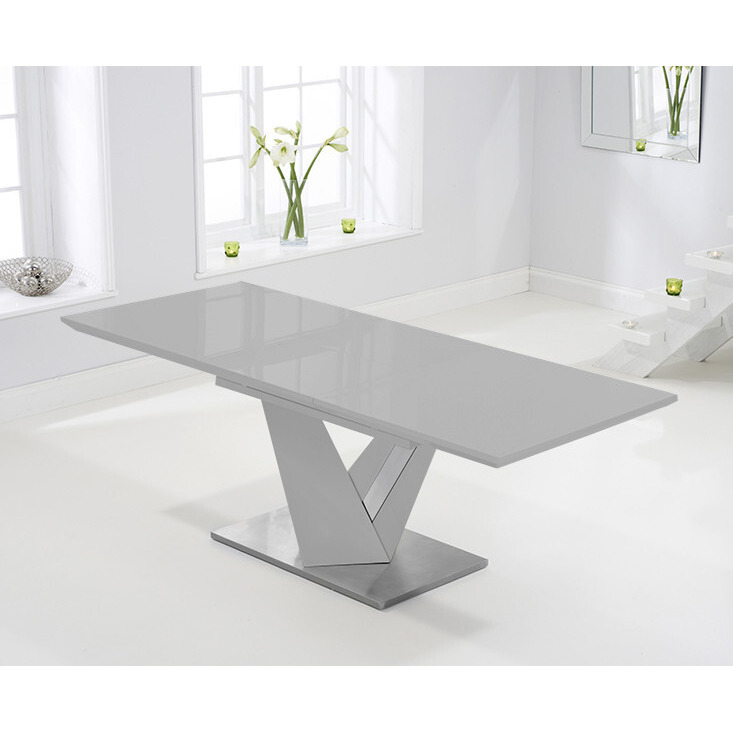 Harmony 160cm Extending Light Grey High Gloss Dining Table