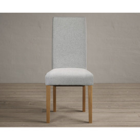 Scroll Back Grey Fabric Dining Chairs