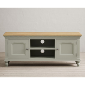 Francis Oak and Soft Green Painted Large TV Cabinet