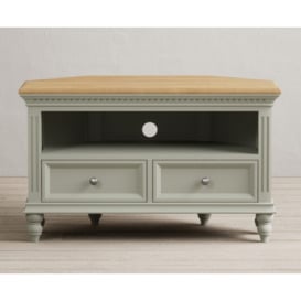 Francis Oak and Soft Green Painted Corner TV Cabinet