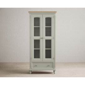Francis Oak and Soft Green Painted Glazed Display Cabinet