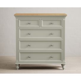 Francis Oak and Soft Green Painted 2 Over 3 Chest of Drawers