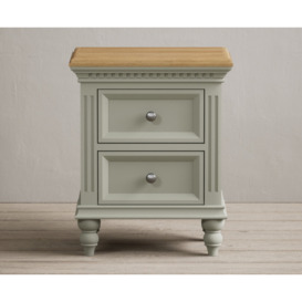 Francis Oak and Soft Green Painted 2 Drawer Bedside Chest