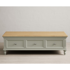 Francis Oak and Soft Green Painted 6 Drawer Extra Large Coffee Table