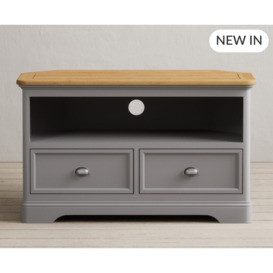 Bridstow Oak and Light Grey Painted Corner TV Cabinet