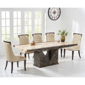 Tenore 220cm Marble Effect Dining Table With 12 Cream Francesca Chairs