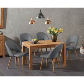 Thetford 120cm Oak Dining Table with 6 Grey Hudson Chairs