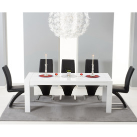 Extending Baltimore 200cm White High Gloss Dining Table With 6 Grey Aldo Chairs