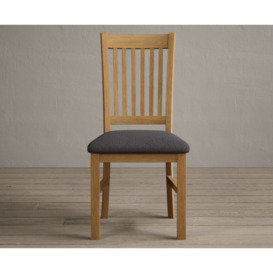 Warwick Solid Oak Dining Chair with Charcoal Grey Fabric Seat Pad