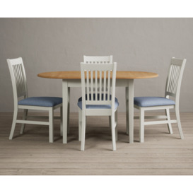 Warwick Oak and Signal White Painted Extending Dining Table With 4 Brown Warwick Chairs