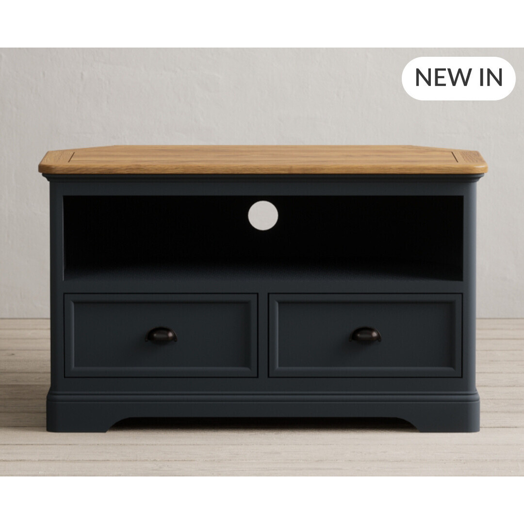 Bridstow Oak and Blue Painted Corner TV Cabinet