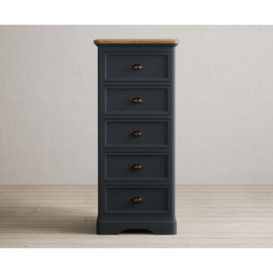 Bridstow Oak and Blue Painted 5 Drawer Tallboy