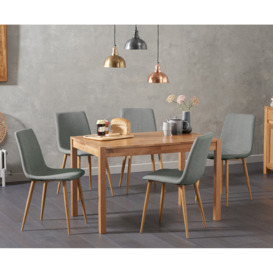 York 120cm Solid Oak Dining Table With 4 Grey Astrid Fabric Chairs