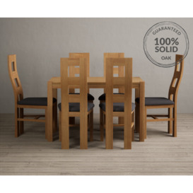 York 120cm Solid Oak Dining Table  With 4 Charcoal Grey Flow Back Chairs