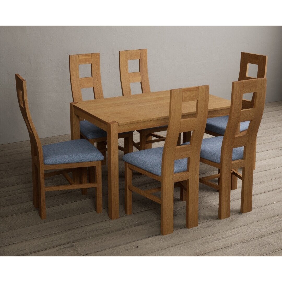 York 120cm Solid Oak Dining Table with 4 Oak Natural Chairs