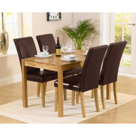 York 120cm Solid Oak Dining Table with 4 Brown Olivia Chairs