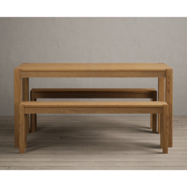 York 150cm Solid Oak Dining Table with 2 Oak Benches