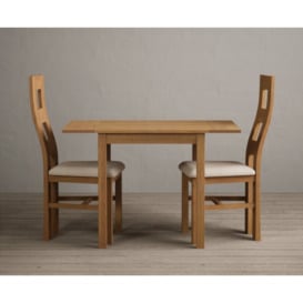 Extending York 70cm Solid Oak Drop Leaf Dining Table with 4 Brown Natural Chairs