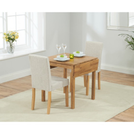 Extending York 70cm Solid Oak Dining Table With 4 Natural Lila Fabric Chairs