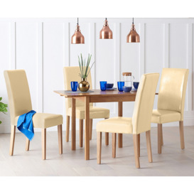 Extending York 70cm Solid Oak Drop Leaf Dining Table with 2 Cream Olivia Chairs