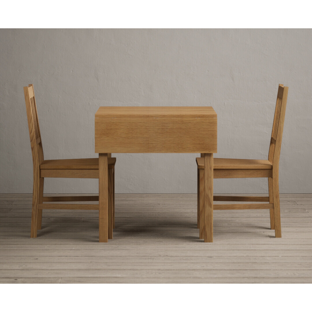 Extending York 70cm Solid Oak Dining Table With 2 Blue York Chairs