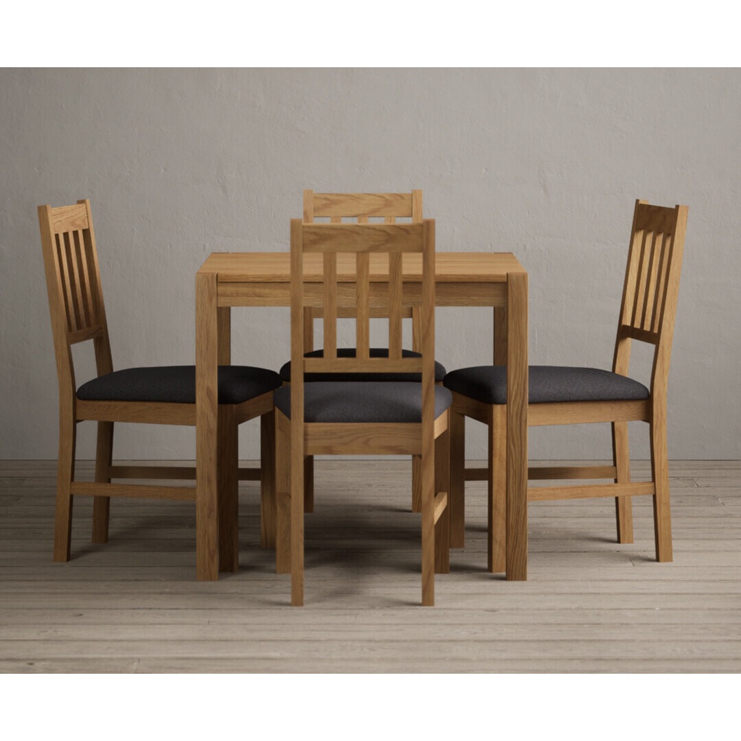 York 80cm Solid Oak Dining Table With 2 Light Grey York Chairs