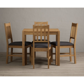 York 80cm Solid Oak Dining Table With 4 Brown York Chairs